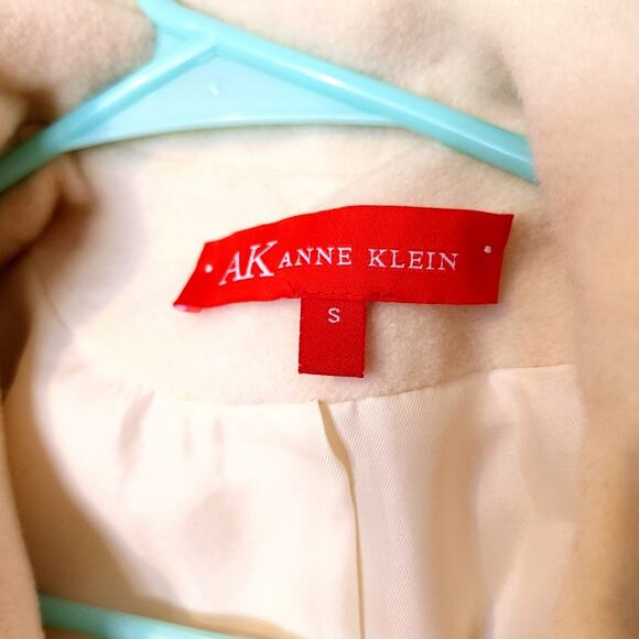 Anne Klein Size Small White Peacoat Wool Rayon Button Coat Pockets Classy - Picture 7 of 10